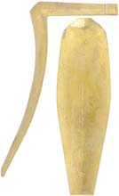 Reading School Buttplate, circa 1790, wax cast brass

Overall length 5-1/8", width 1-5/8", comb 2-1/2"